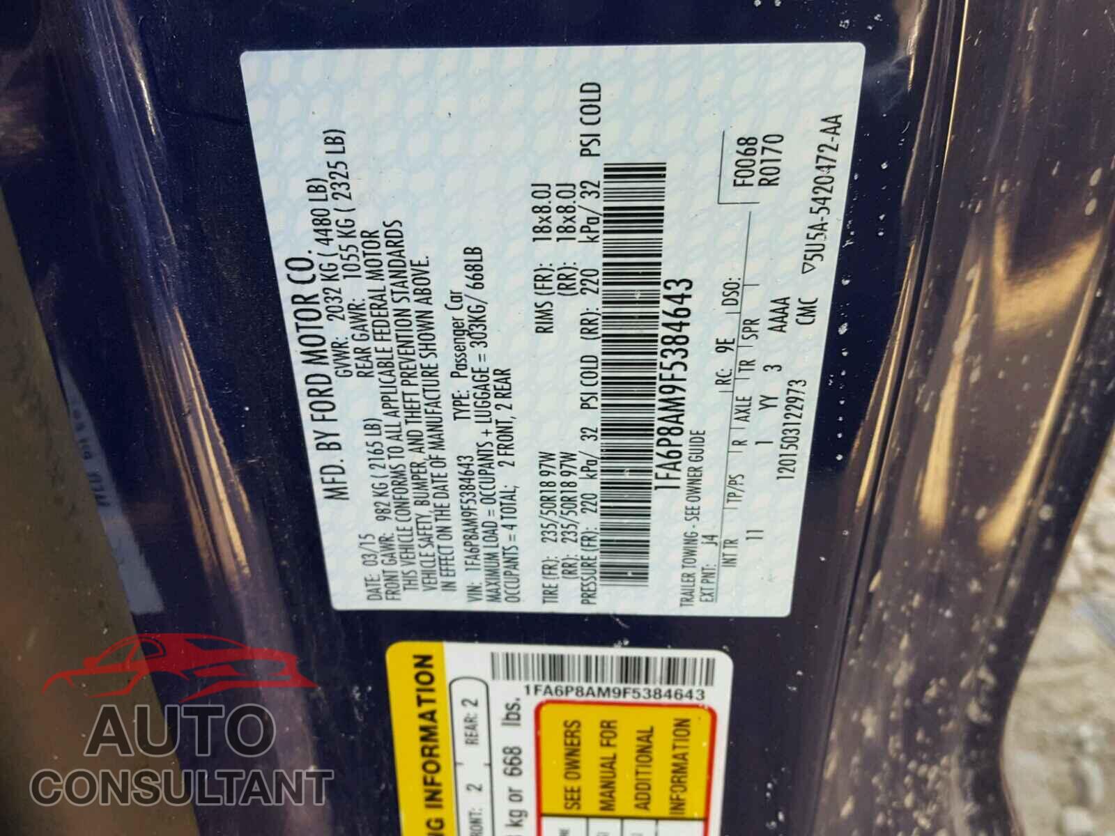 FORD MUSTANG 2015 - 1FA6P8AM9F5384643