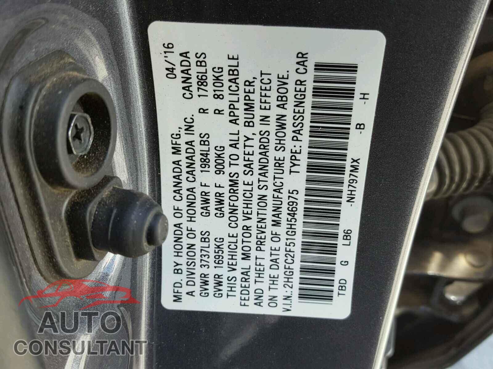 HONDA CIVIC LX 2016 - 2HGFC2F51GH546975