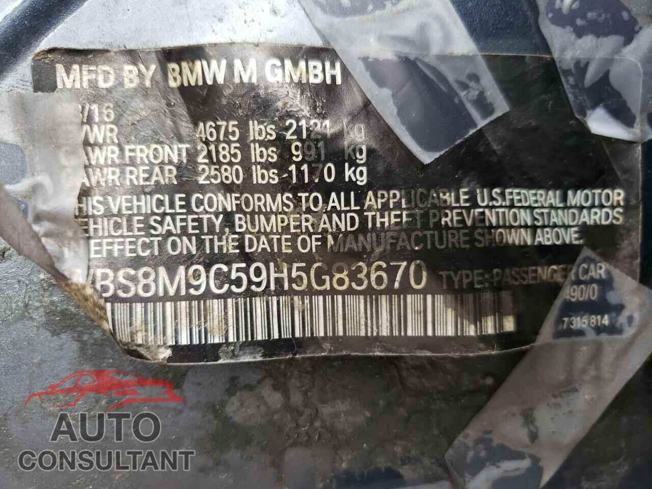 BMW M3 2017 - WBS8M9C59H5G83670