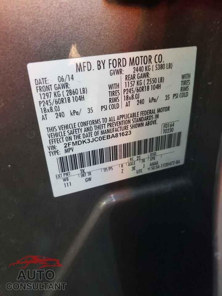 FORD EDGE 2014 - 2FMDK3JC0EBA81623