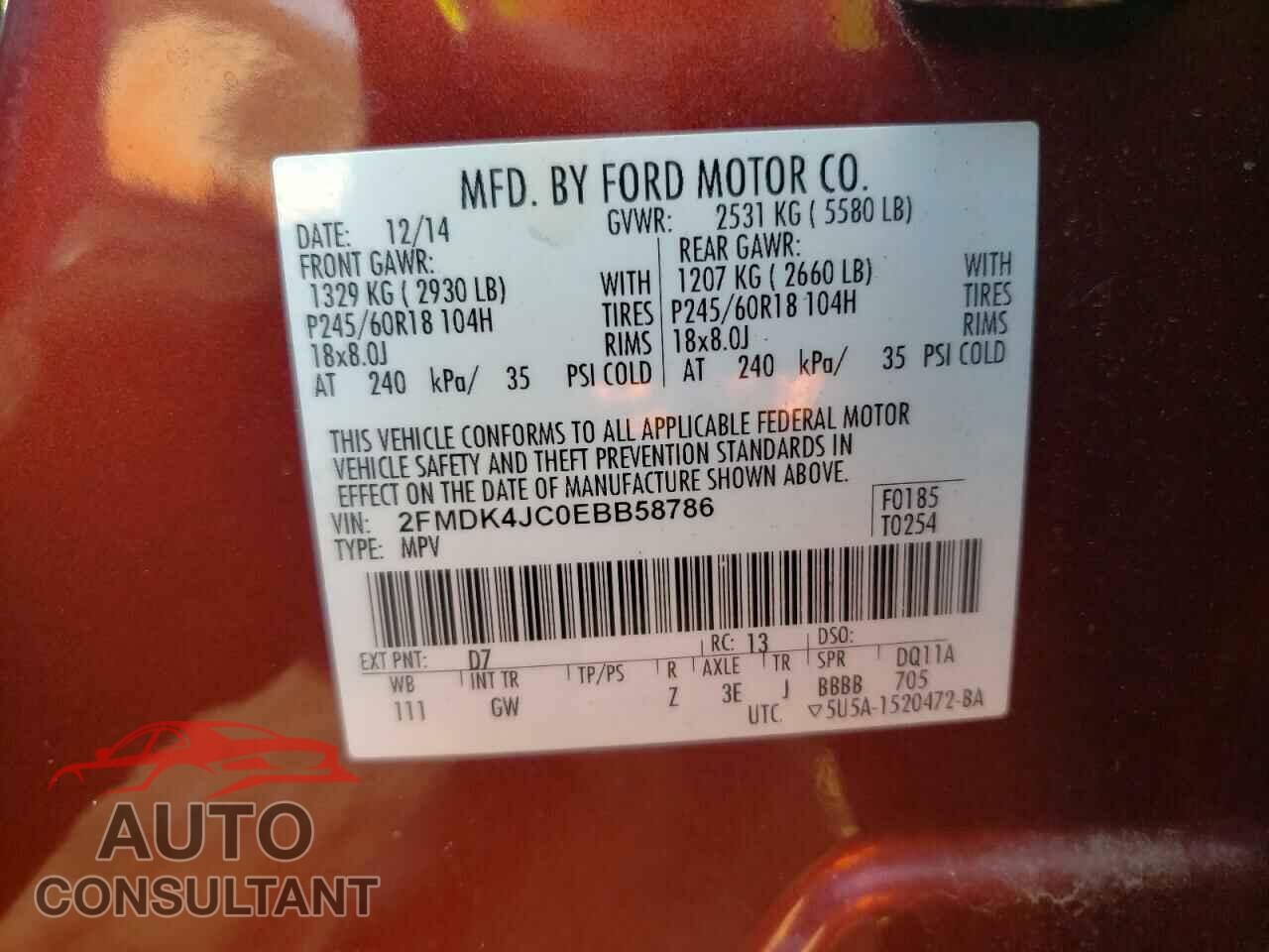 FORD EDGE 2014 - 2FMDK4JC0EBB58786