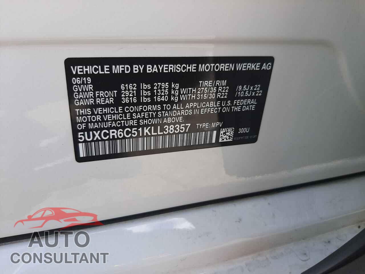 BMW X5 2019 - 5UXCR6C51KLL38357