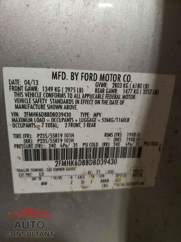 FORD FLEX 2013 - 2FMHK6D88DBD39430