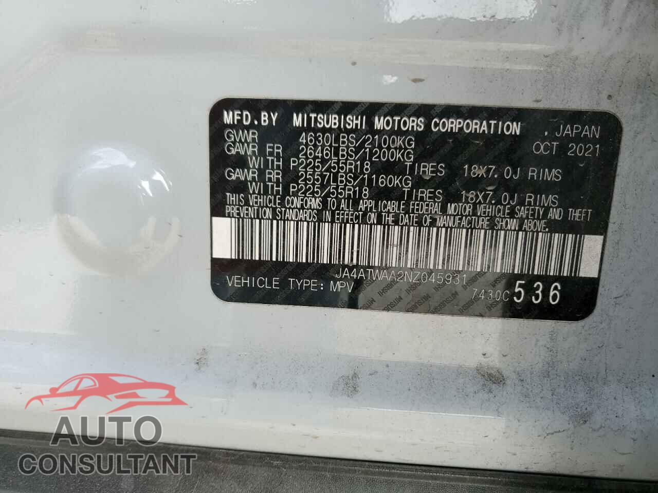 MITSUBISHI ECLIPSE 2022 - JA4ATWAA2NZ045931