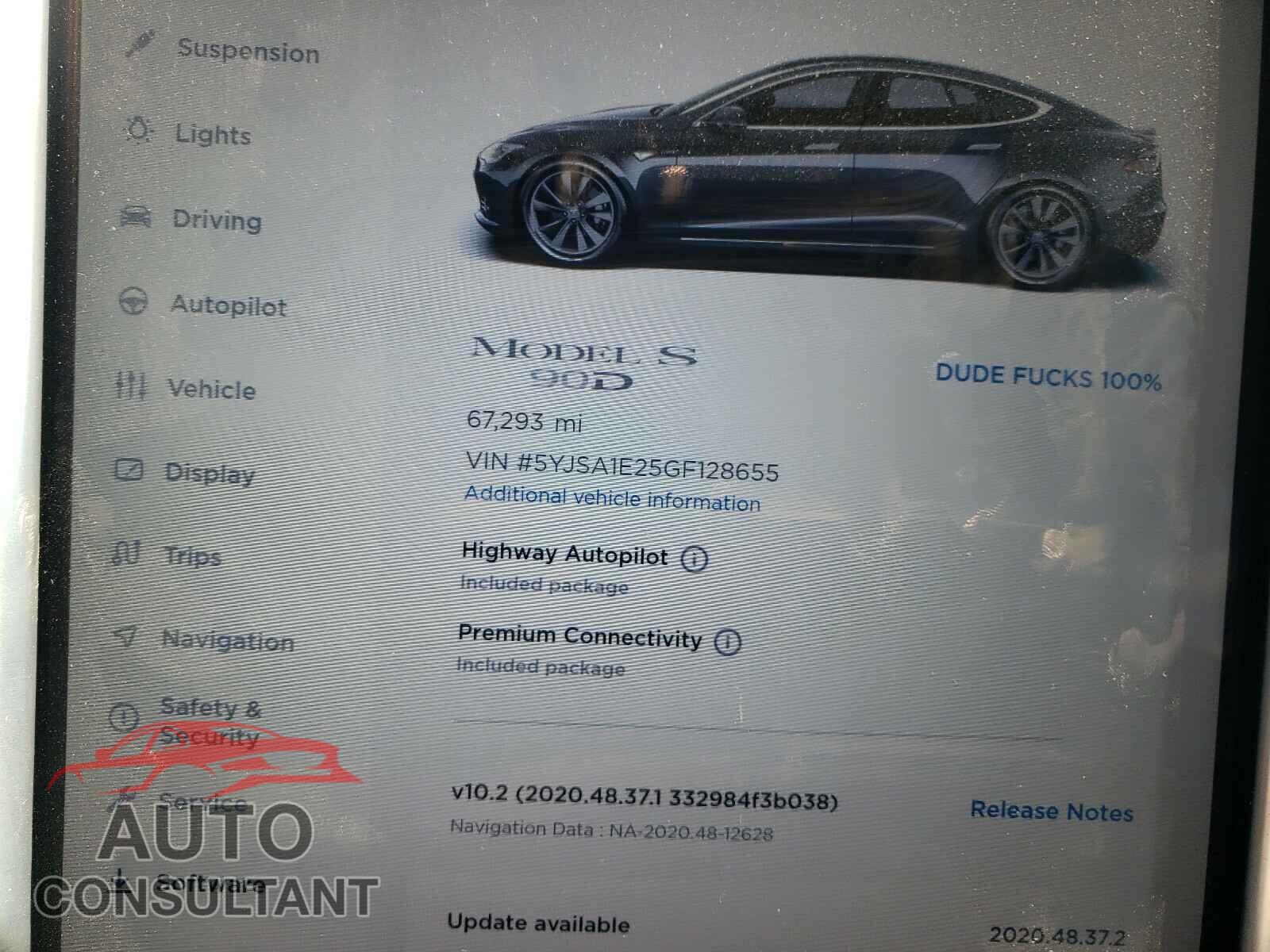 TESLA MODEL S 2016 - 5YJSA1E25GF128655