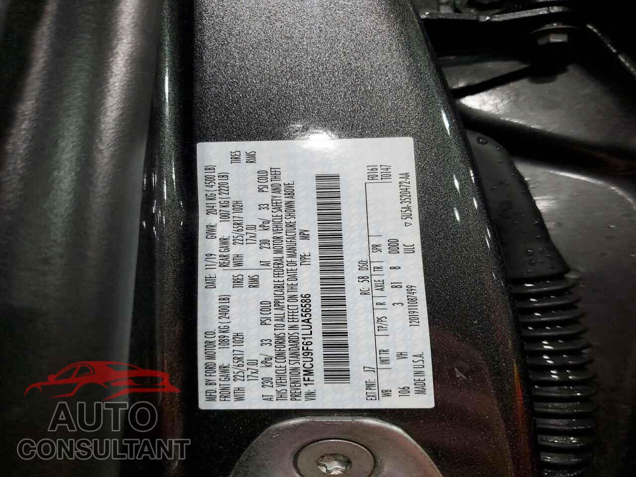 FORD ESCAPE 2020 - 1FMCU9F61LUA56586
