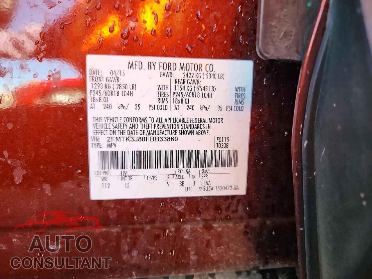 FORD EDGE 2015 - 2FMTK3J80FBB33860
