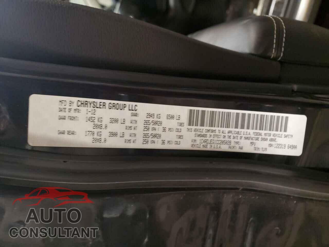 DODGE DURANGO 2012 - 1C4RDJEG1CC205028