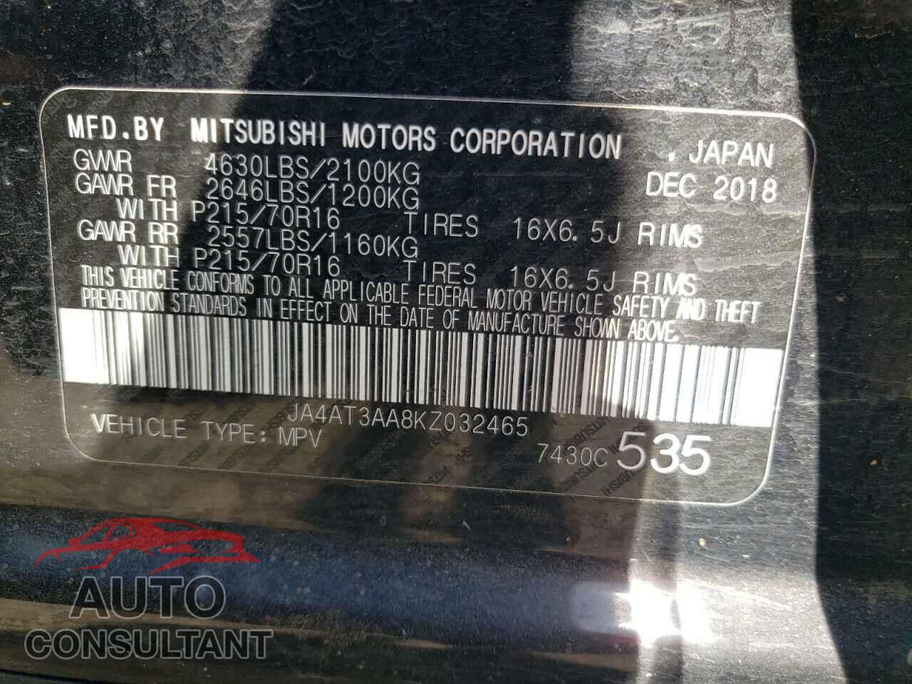 MITSUBISHI ECLIPSE 2019 - JA4AT3AA8KZ032465