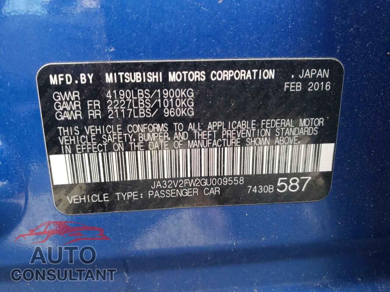 MITSUBISHI LANCER 2016 - JA32V2FW2GU009558