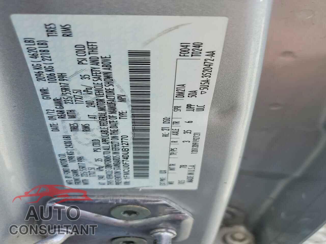 FORD ESCAPE 2013 - 1FMCU0F74DUB12770