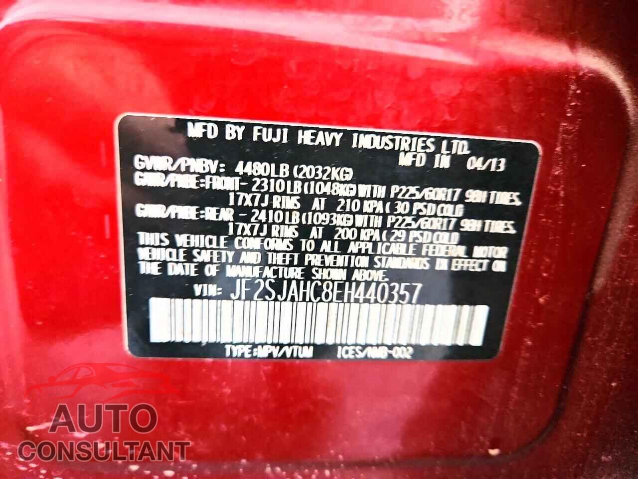 SUBARU FORESTER 2014 - JF2SJAHC8EH440357
