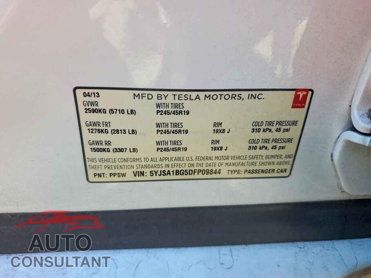 TESLA MODEL S 2013 - 5YJSA1BG5DFP09844