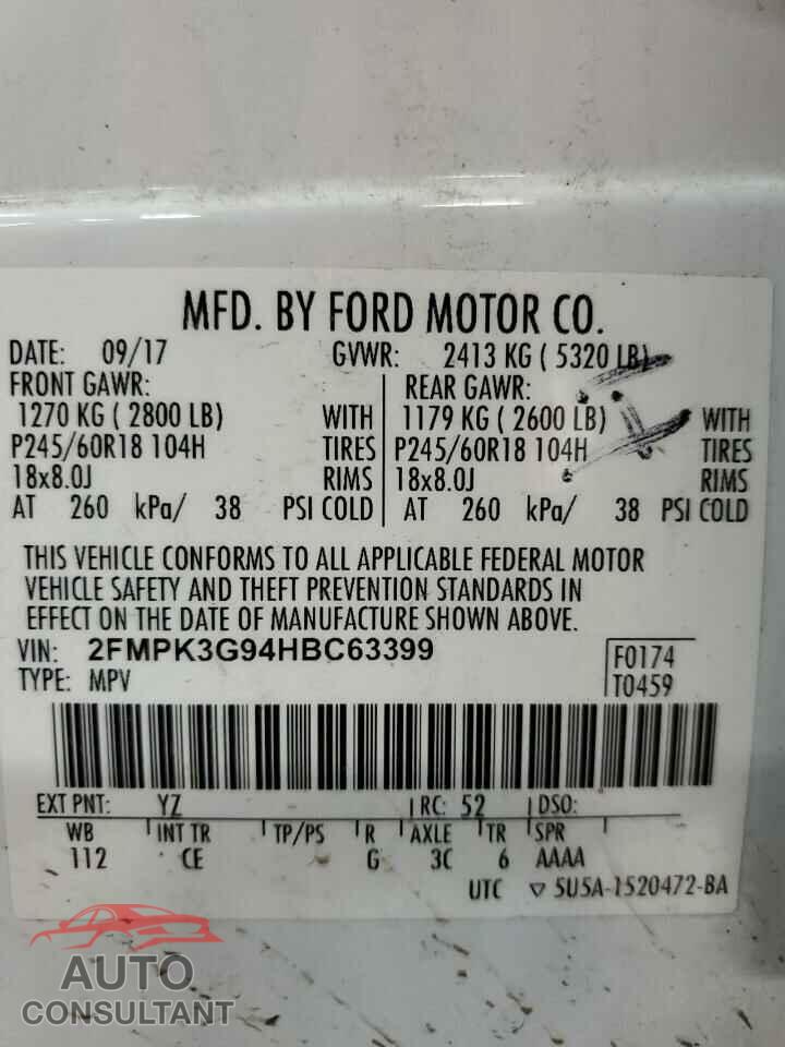 FORD EDGE 2017 - 2FMPK3G94HBC63399