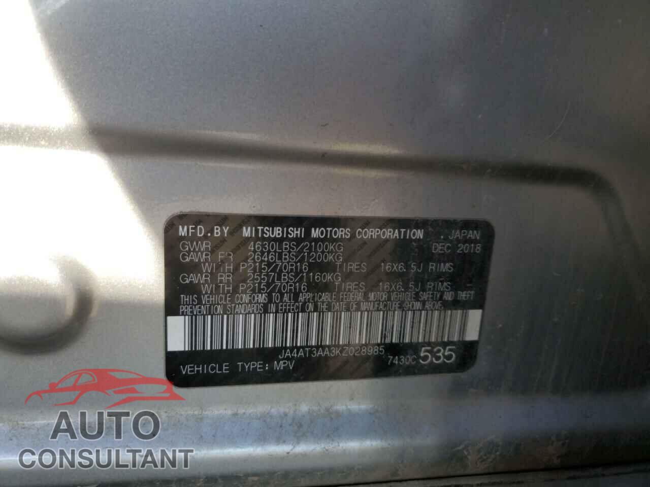MITSUBISHI ECLIPSE 2019 - JA4AT3AA3KZ028985