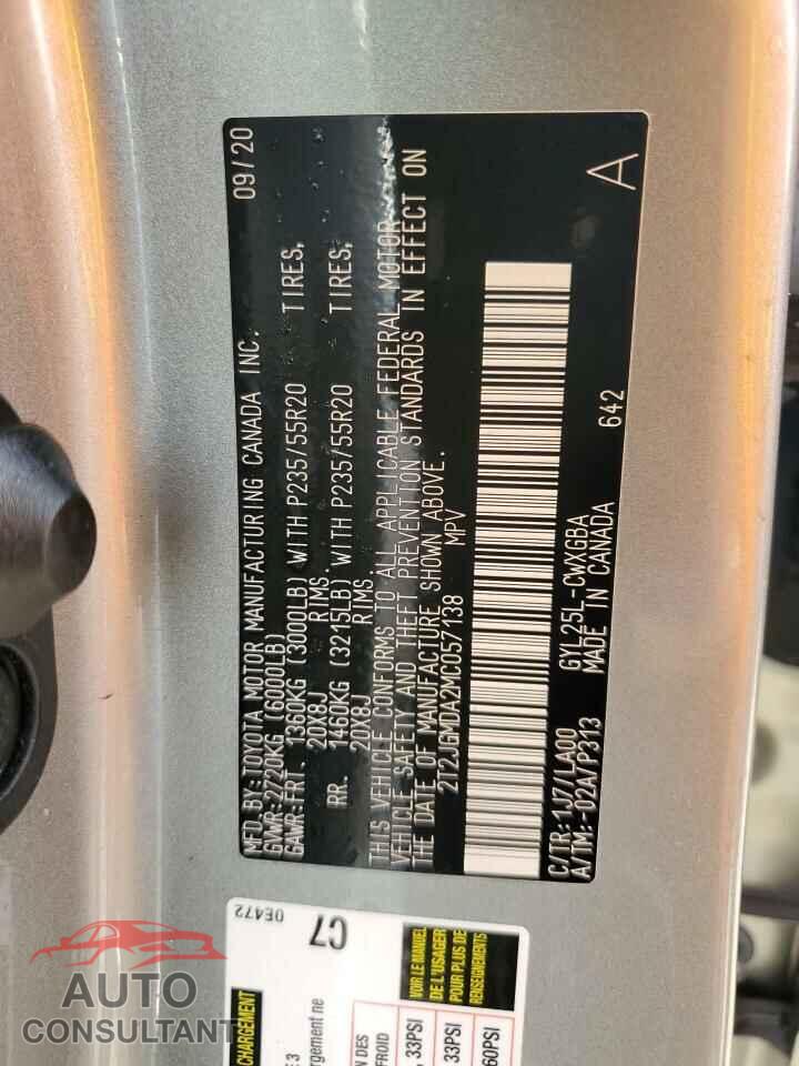 LEXUS RX450 2021 - 2T2JGMDA2MC057138