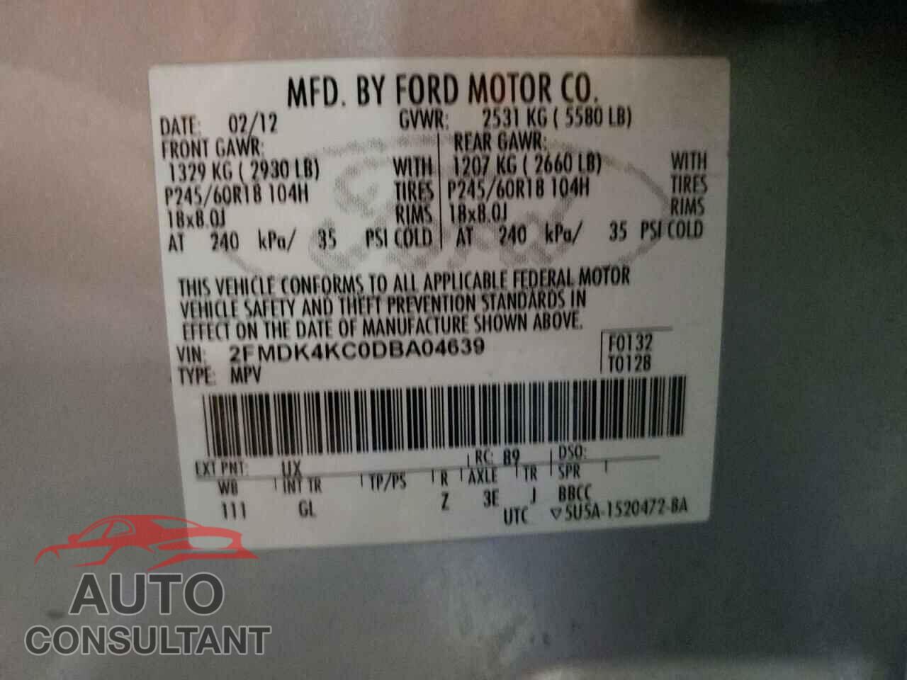 FORD EDGE 2013 - 2FMDK4KC0DBA04639
