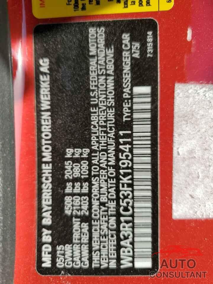 BMW 4 SERIES 2015 - WBA3R1C53FK195411