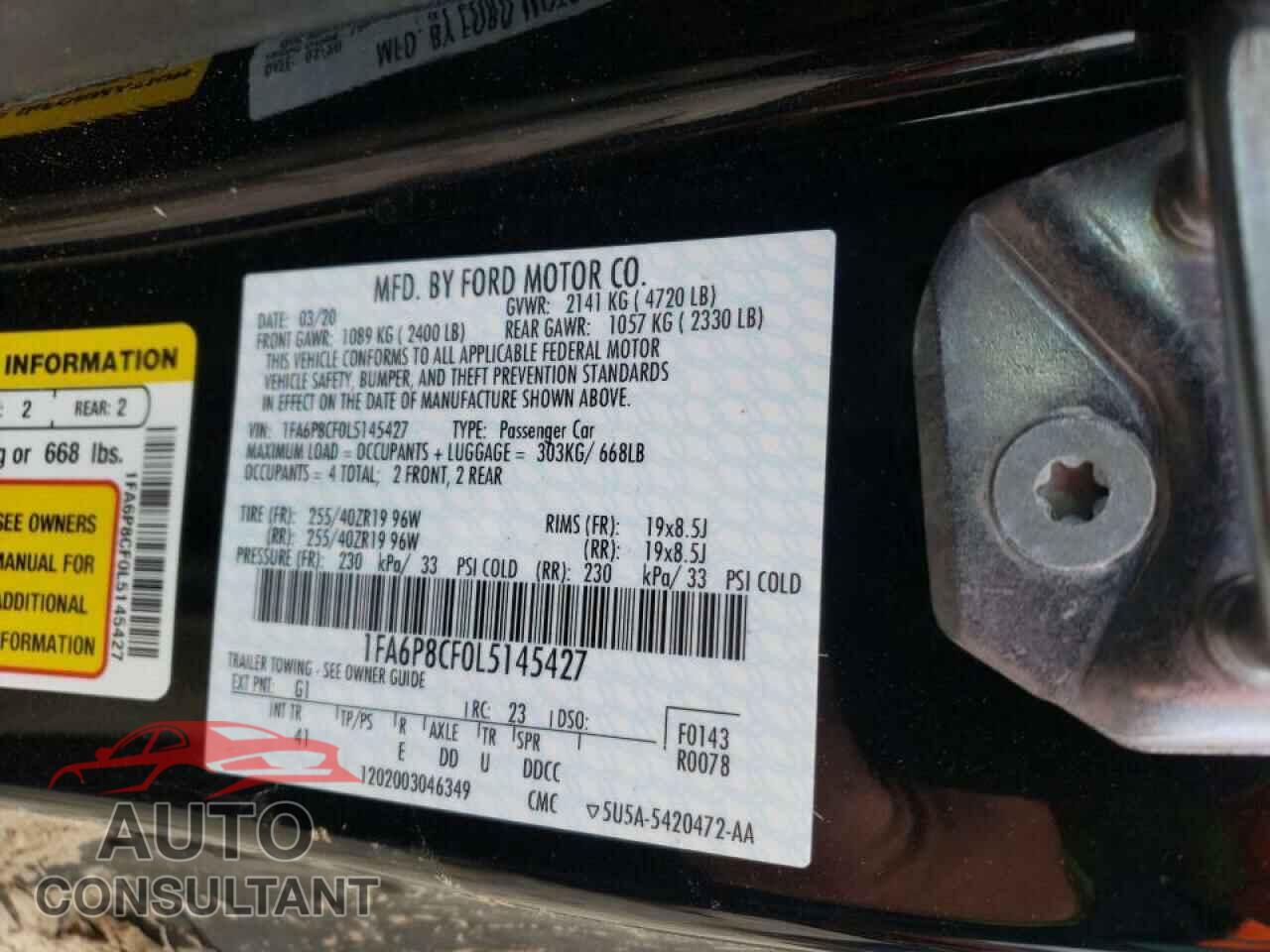 FORD MUSTANG 2020 - 1FA6P8CF0L5145427