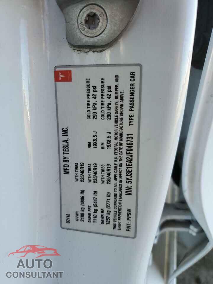 TESLA MODEL 3 2018 - 5YJ3E1EA2JF046731