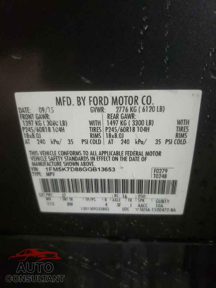 FORD EXPLORER 2016 - 1FM5K7D88GGB13653