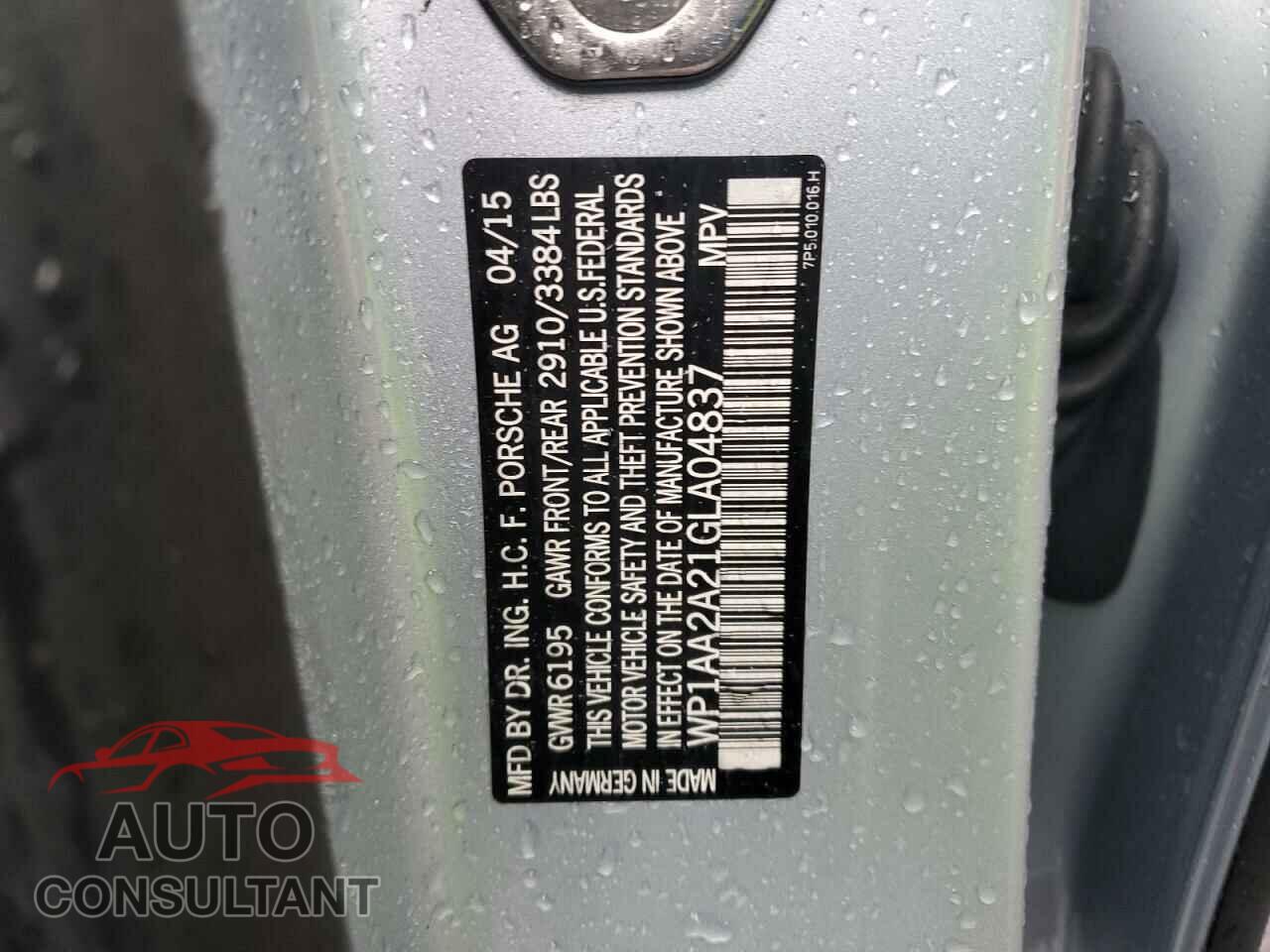 PORSCHE CAYENNE 2016 - WP1AA2A21GLA04837