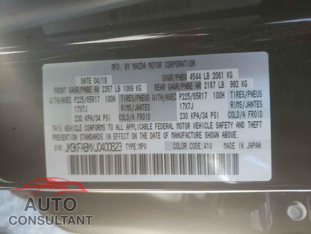 MAZDA CX-5 2018 - JM3KFABMXJ0400623