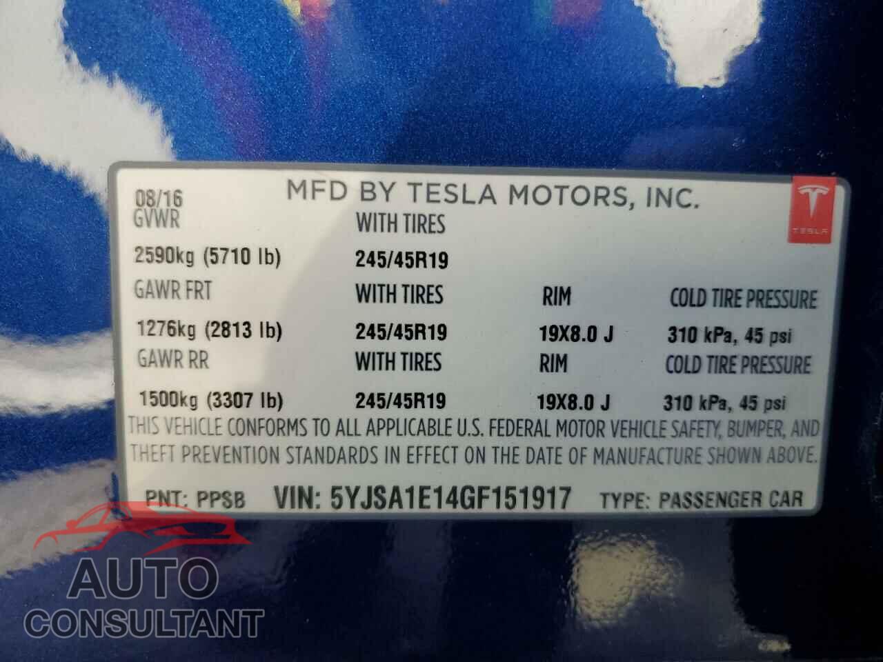 TESLA MODEL S 2016 - 5YJSA1E14GF151917