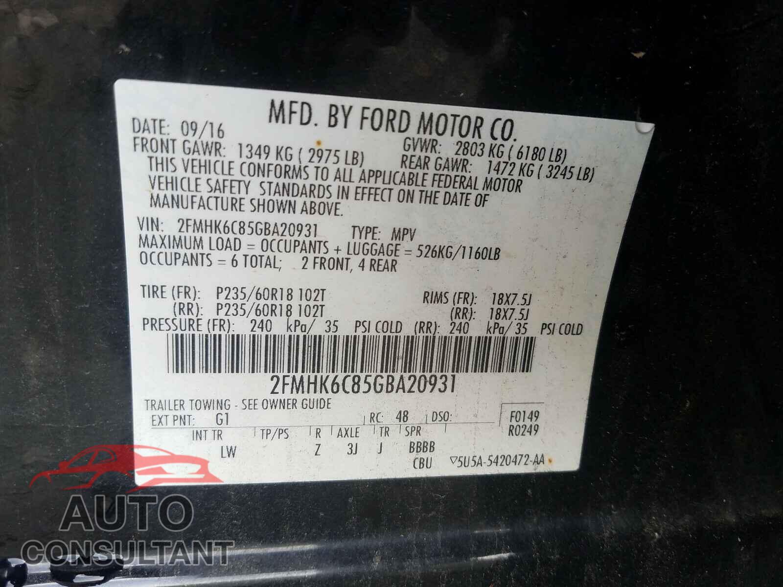 FORD FLEX 2016 - 2FMHK6C85GBA20931