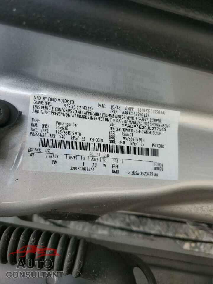 FORD FOCUS 2018 - 1FADP3E29JL277549