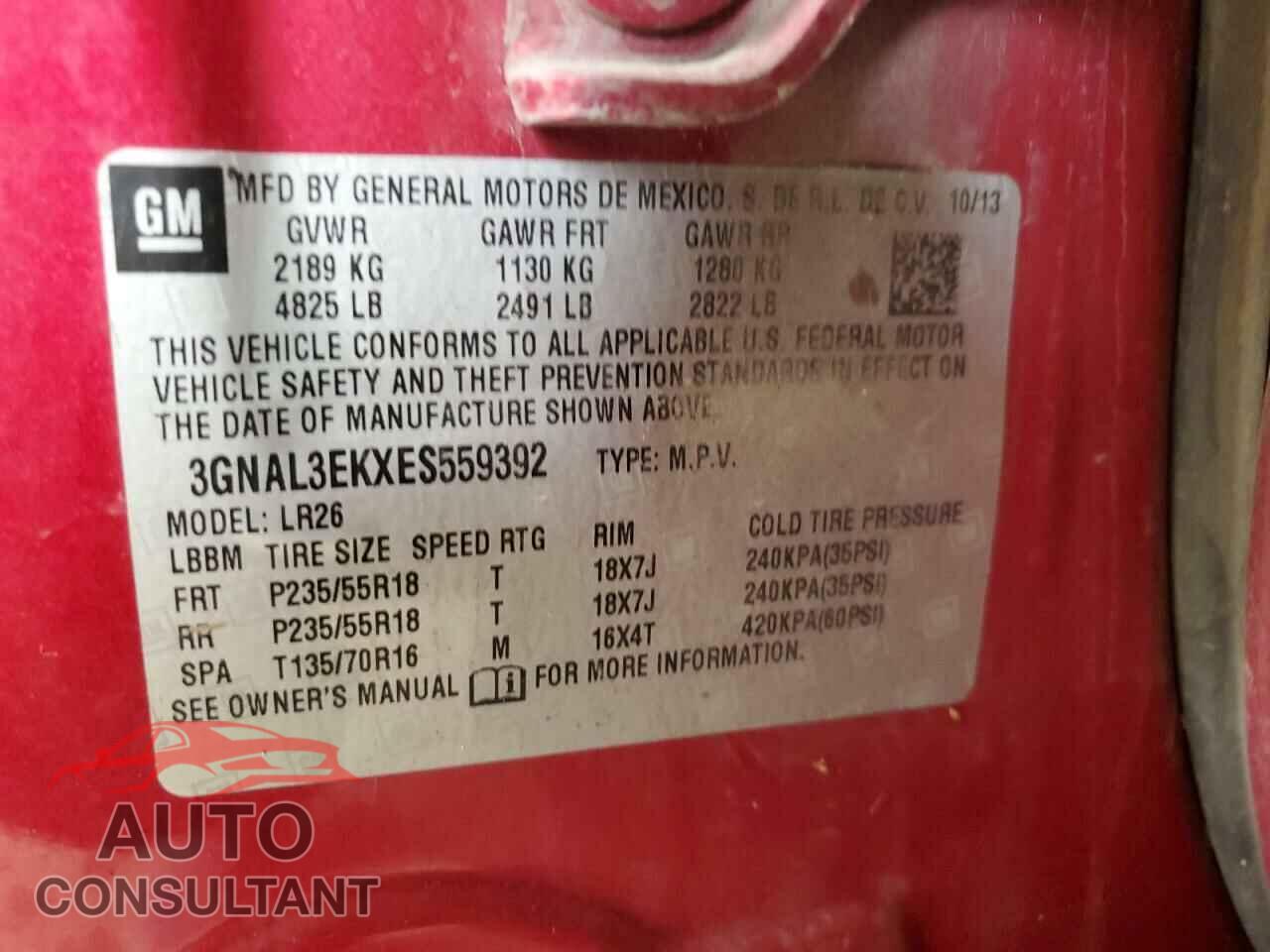 CHEVROLET CAPTIVA 2014 - 3GNAL3EKXES559392