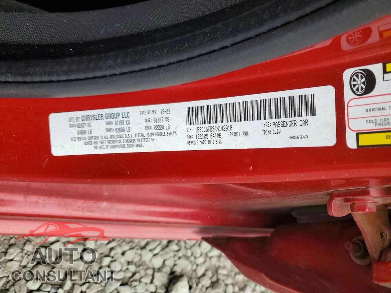 DODGE AVENGER 2010 - 1B3CC5FB3AN142018