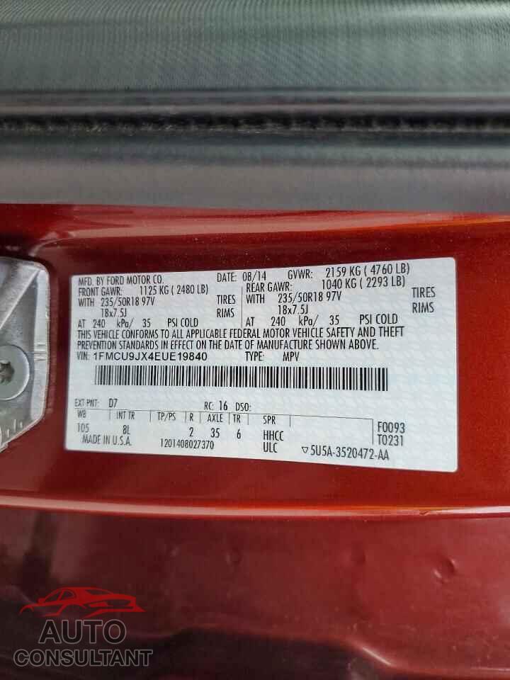FORD ESCAPE 2014 - 1FMCU9JX4EUE19840