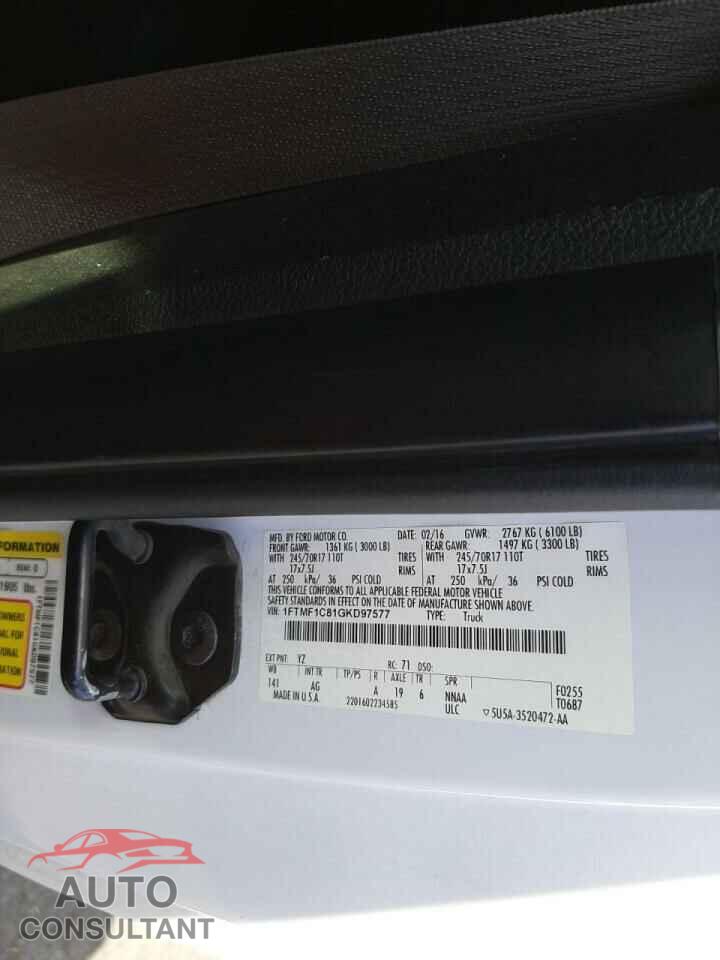 FORD F150 2016 - 1FTMF1C81GKD97577