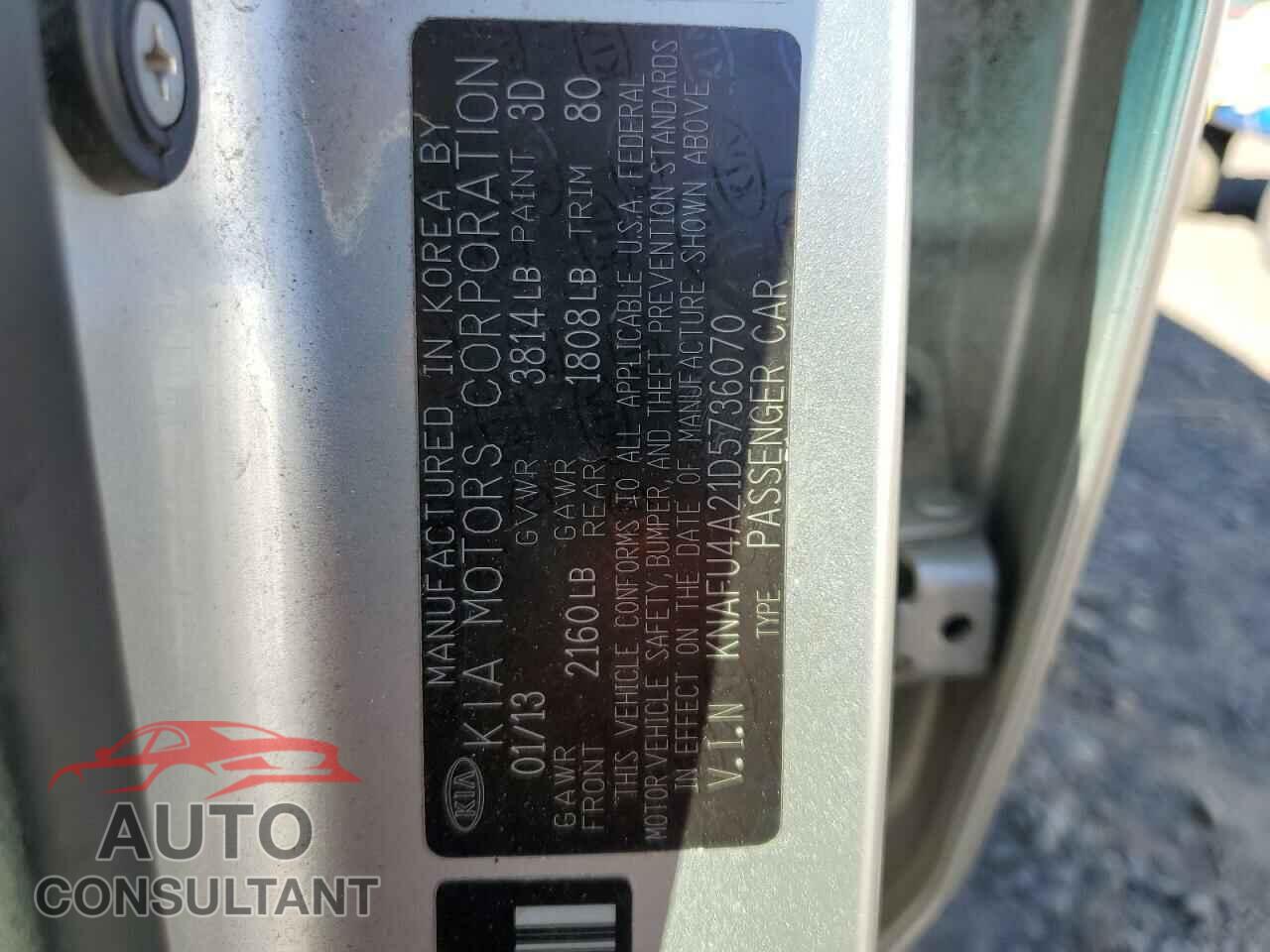 KIA FORTE 2013 - KNAFU4A21D5736070