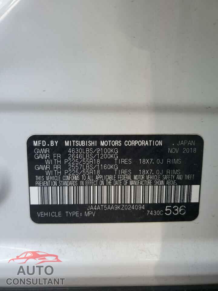MITSUBISHI ECLIPSE 2019 - JA4AT5AA9KZ024094
