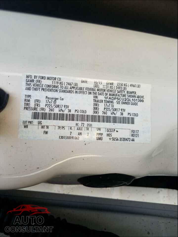 FORD CMAX 2016 - 1FADP5CU2GL101399