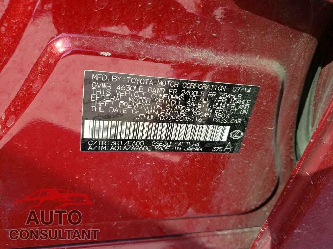 LEXUS IS 2015 - JTHBF1D27F5045116