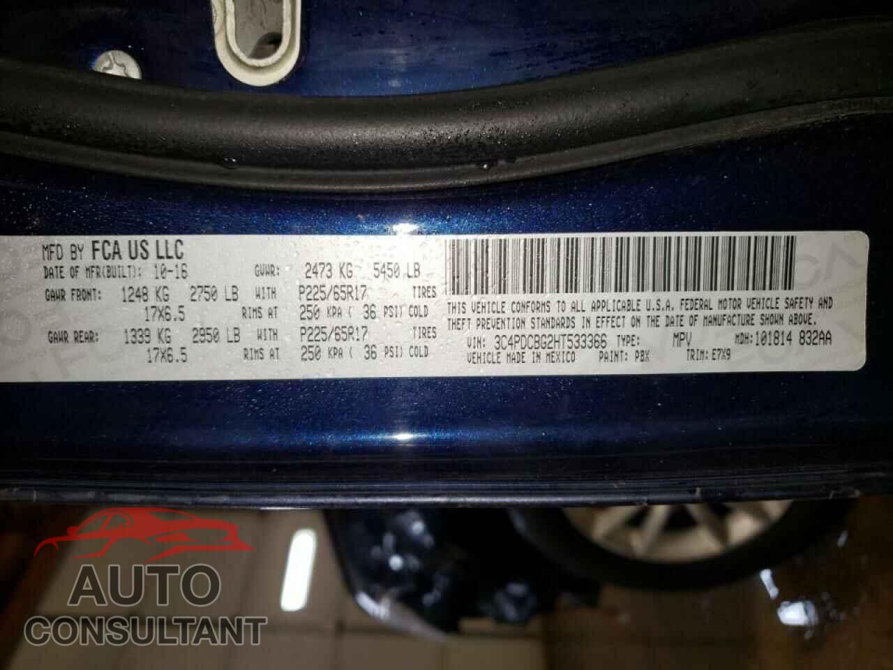 DODGE JOURNEY 2017 - 3C4PDCBG2HT533366
