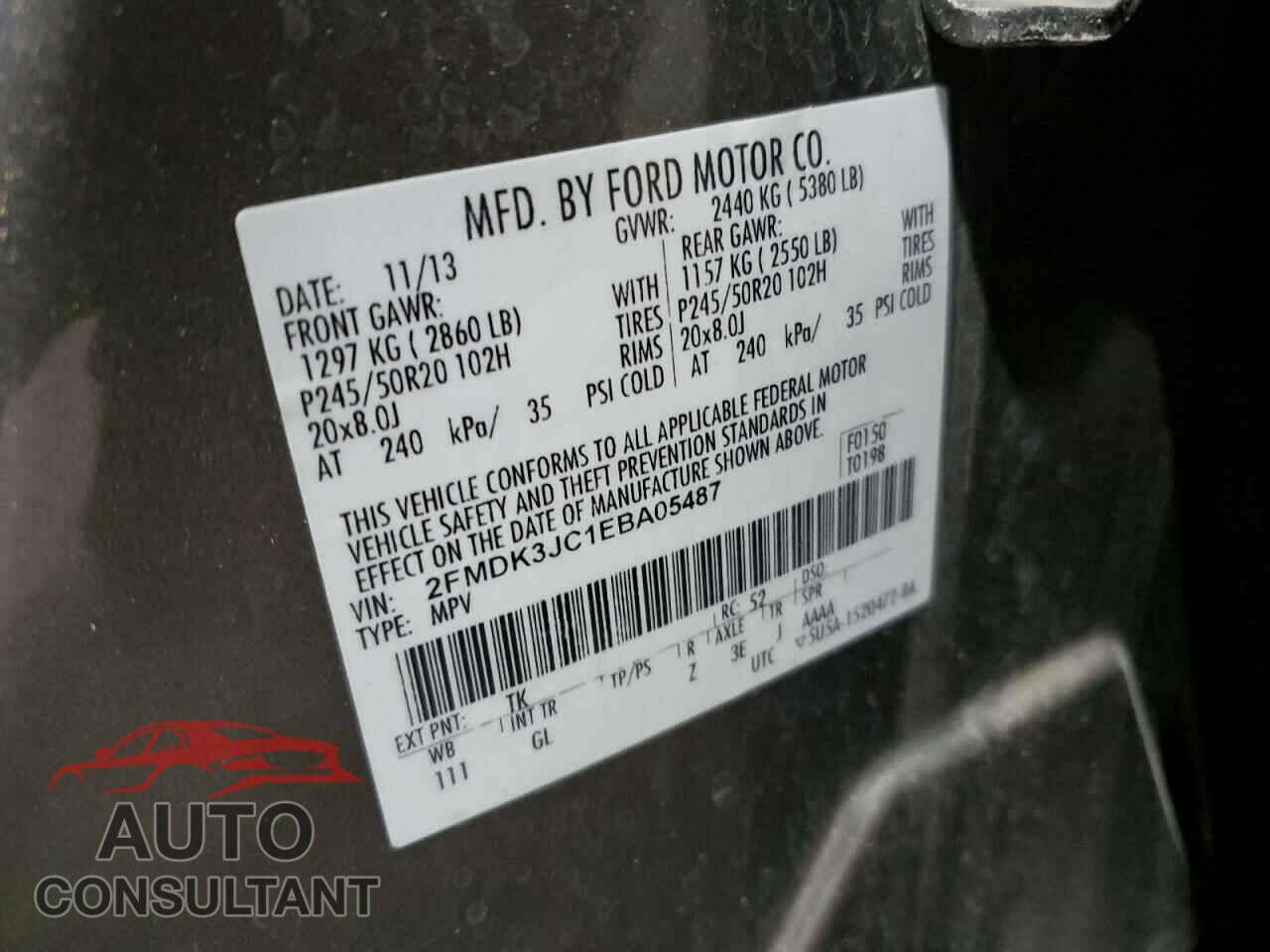 FORD EDGE 2014 - 2FMDK3JC1EBA05487