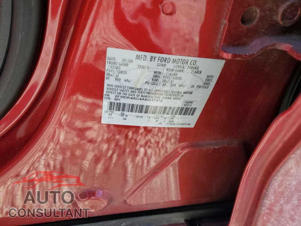FORD EDGE 2010 - 2FMDK4AC4ABA17472