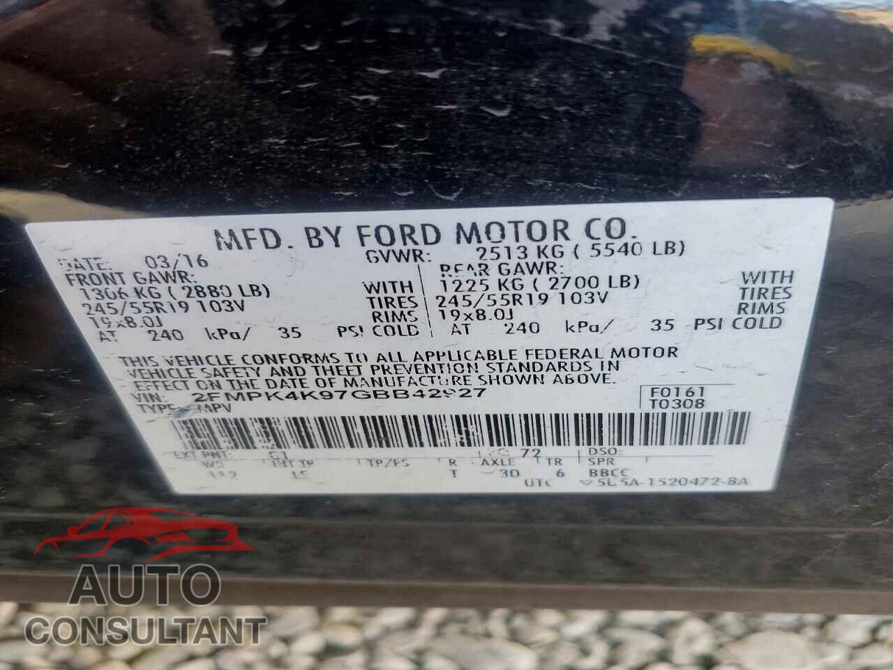 FORD EDGE 2016 - 2FMPK4K97GBB42927