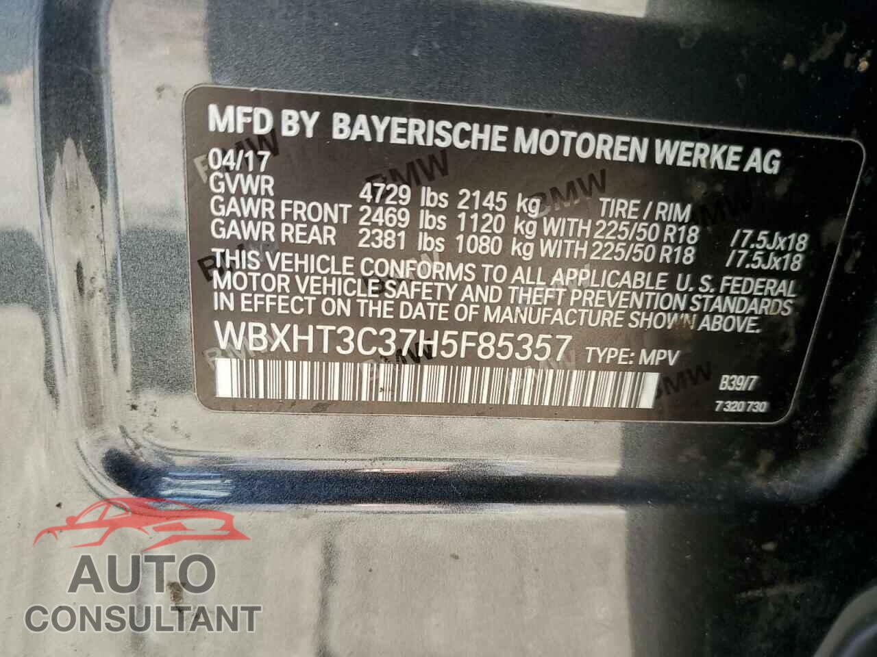 BMW X1 2017 - WBXHT3C37H5F85357