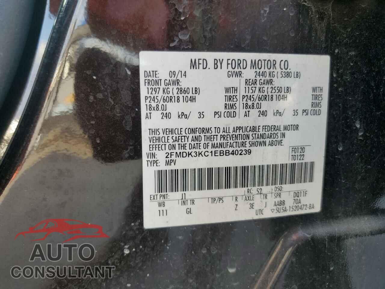 FORD EDGE 2014 - 2FMDK3KC1EBB40239