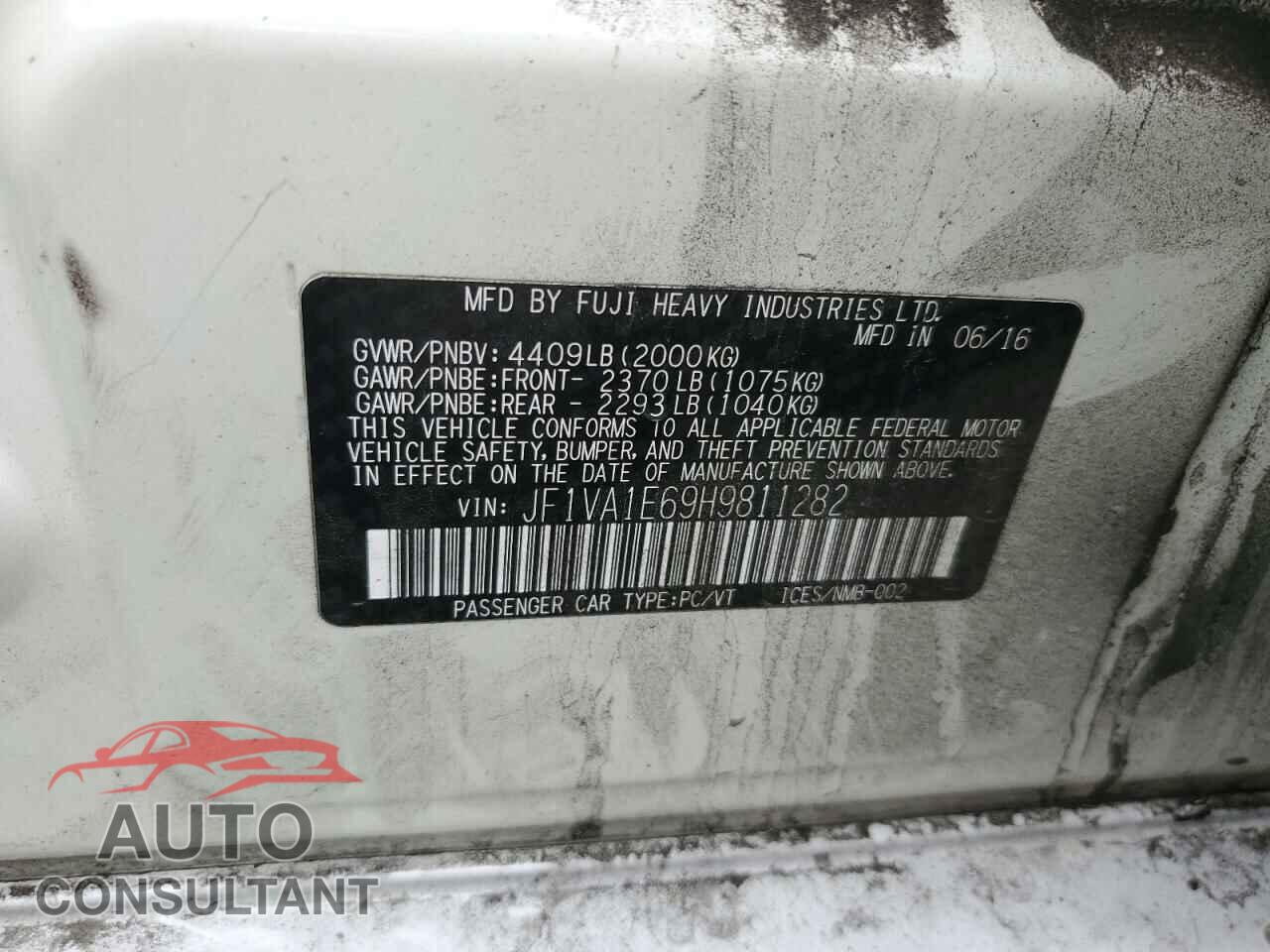 SUBARU WRX 2017 - JF1VA1E69H9811282