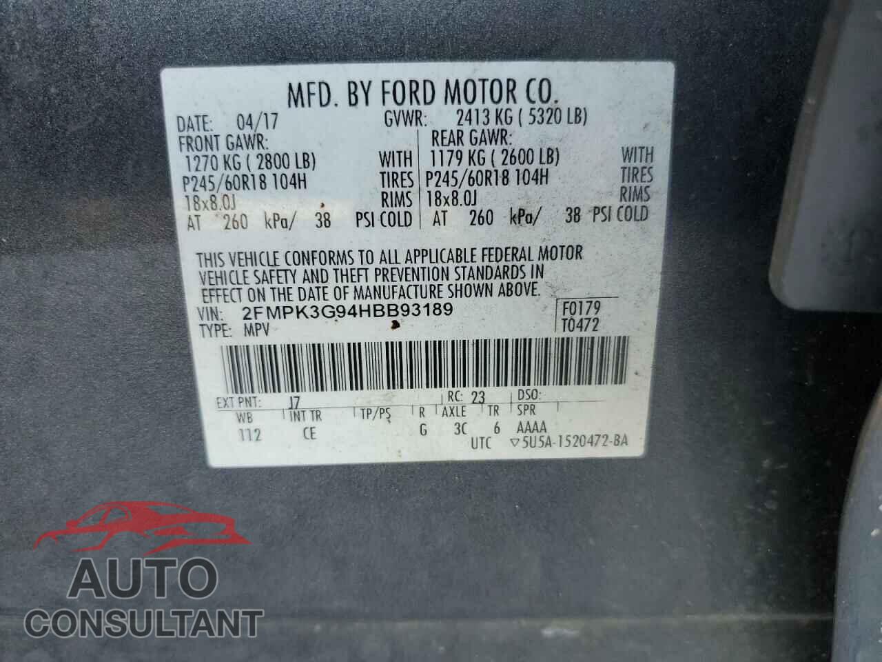 FORD EDGE 2017 - 2FMPK3G94HBB93189