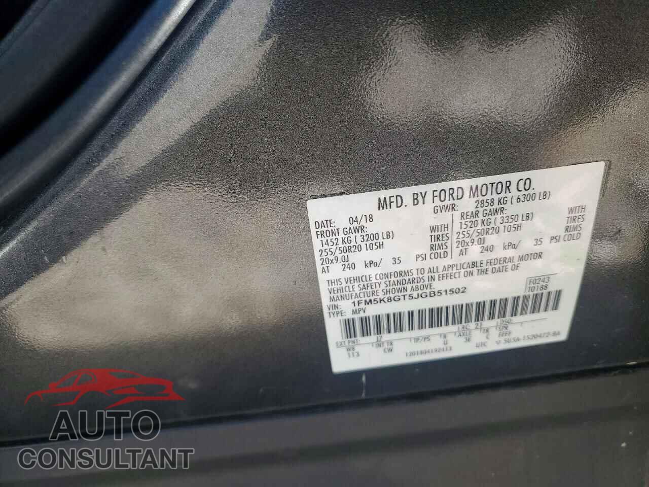 FORD EXPLORER 2018 - 1FM5K8GT5JGB51502