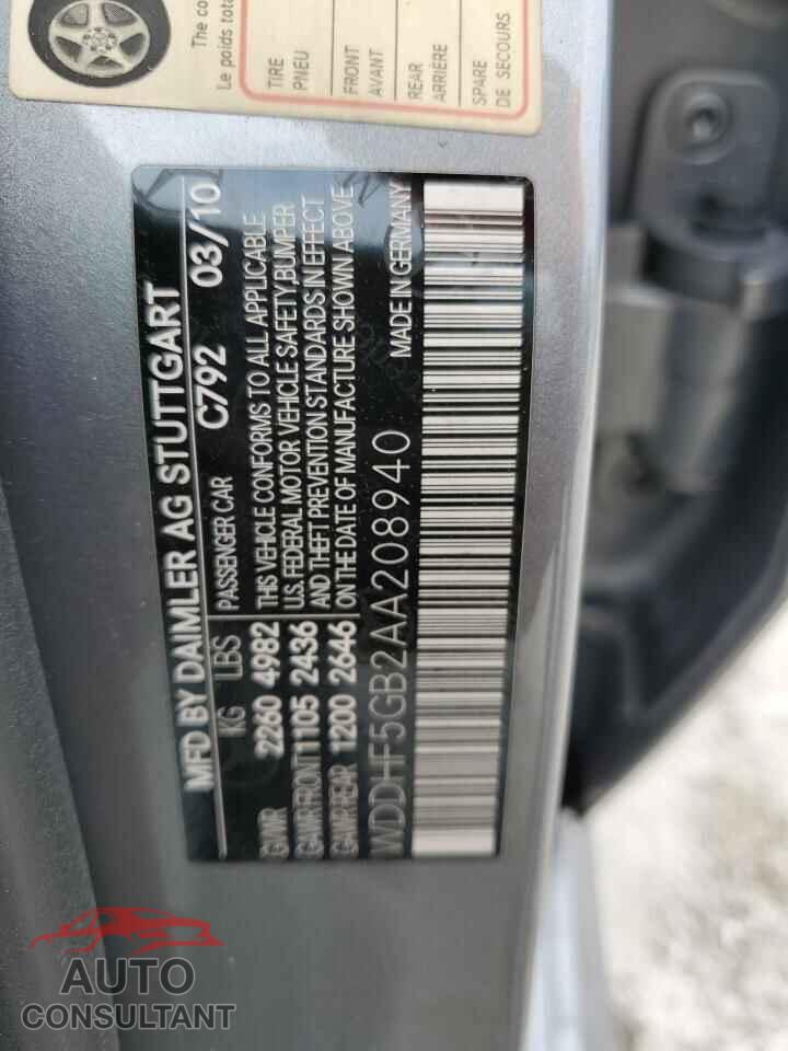 MERCEDES-BENZ E-CLASS 2010 - WDDHF5GB2AA208940
