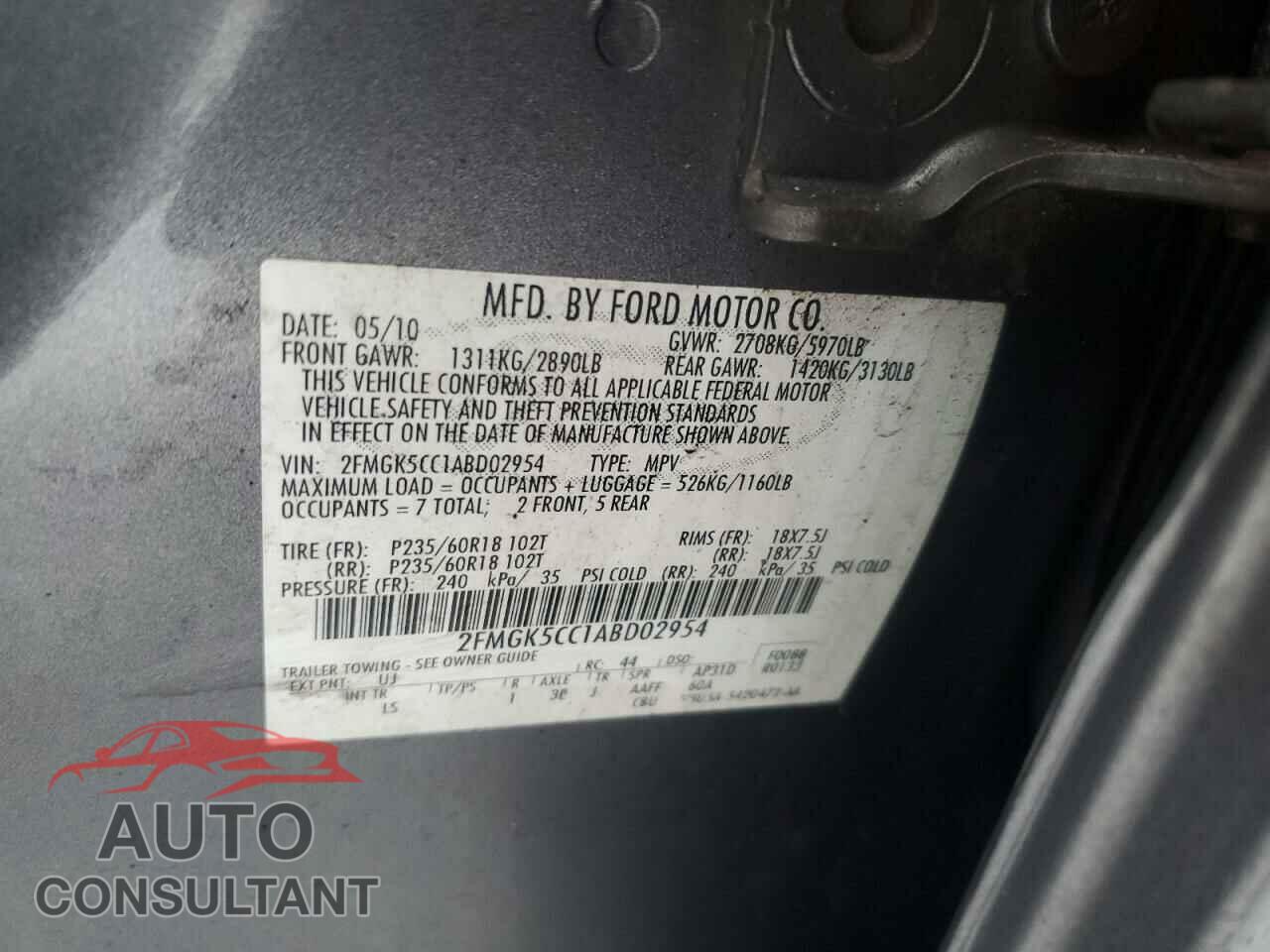 FORD FLEX 2010 - 2FMGK5CC1ABD02954