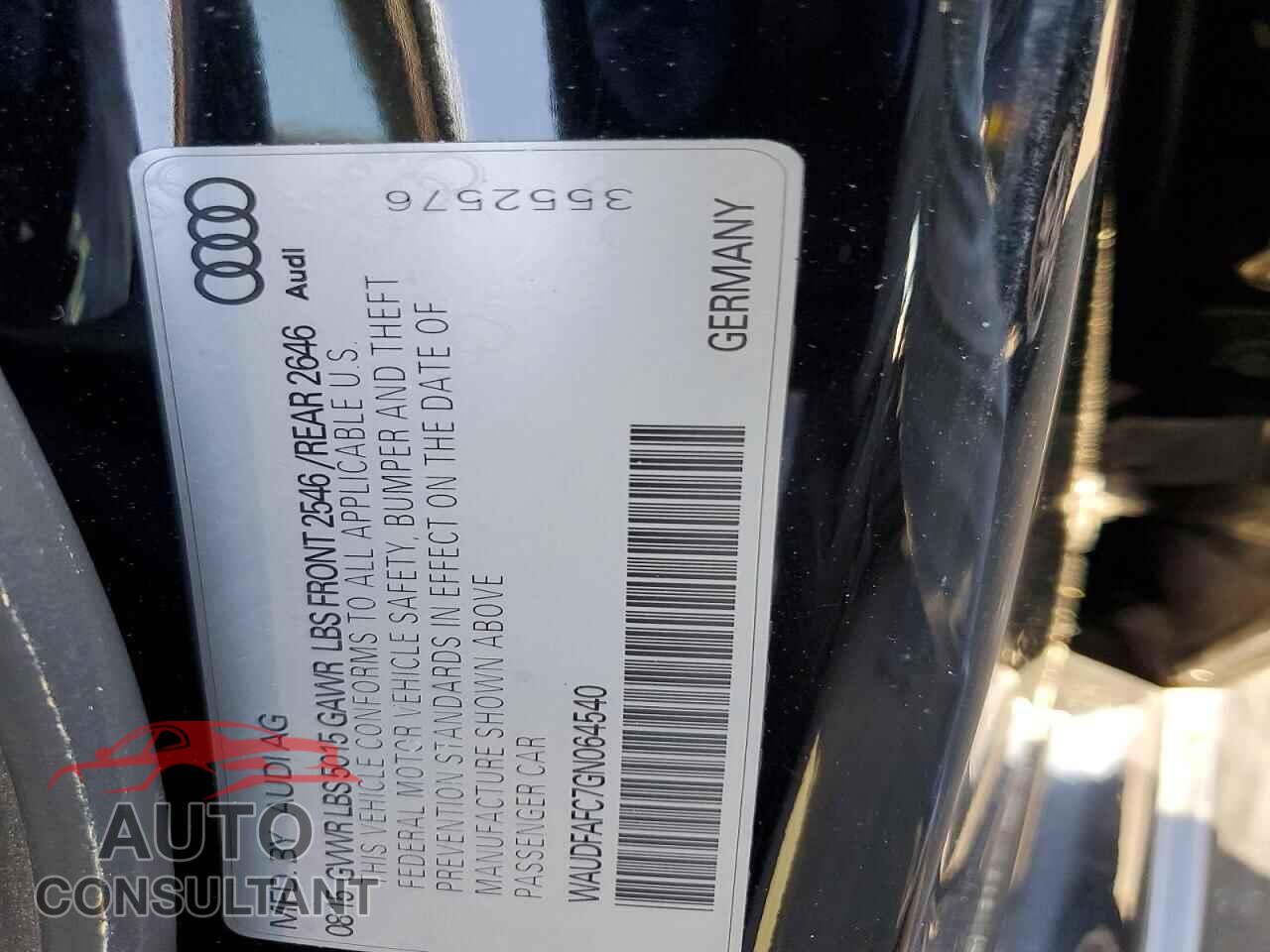AUDI A6 2016 - WAUDFAFC7GN064540